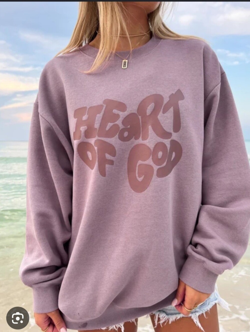 Heart of God Crewneck Sweater in Mauve Size Small